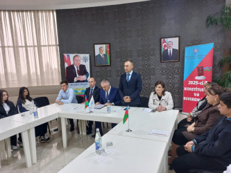 Qusarda "Heydər Əliyev siyasi məktəbini öyrənirik"dərslərinin növbəti məşğələsi keçirilib