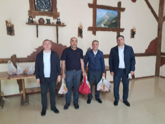 Qusar rayonunda Qurban bayramı münasibətilə şəhid ailələri və qazilərə bayram payları təqdim olunub