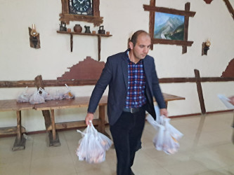 Qusar rayonunda Qurban bayramı münasibətilə şəhid ailələri və qazilərə bayram payları təqdim olunub