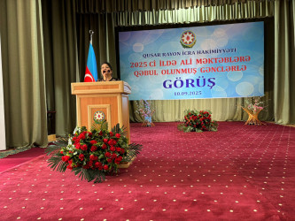 Qusar Rayon İcra Hakimiyyətinin başçısı ali məktəblərə qəbul olunmuş məzunlarla görüşüb